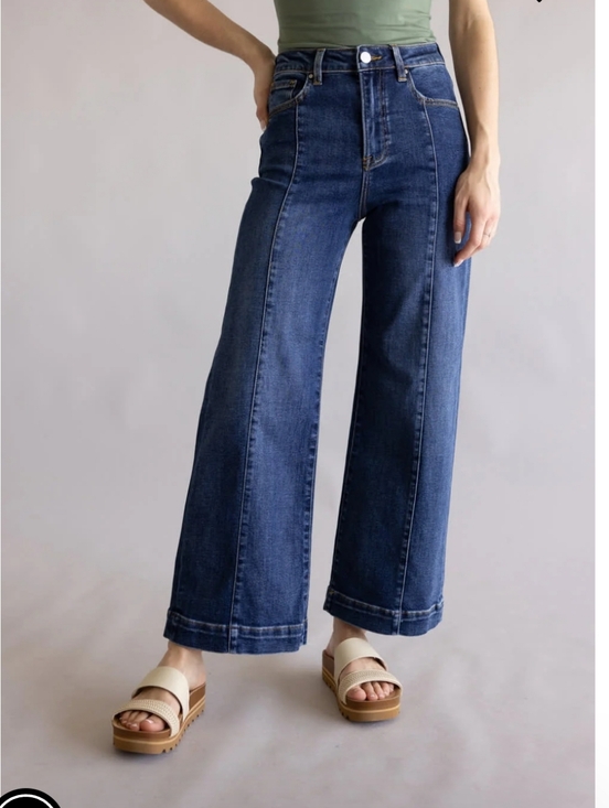 Risen Jeans Denim - Risen High Rise Wide Leg Trouser Jeans Size 0/24